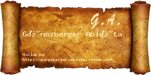 Günszberger Abiáta névjegykártya
